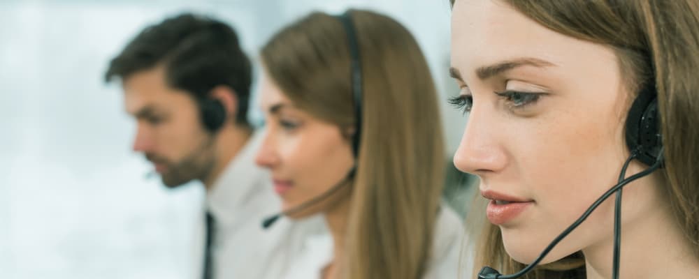 People working in call center.