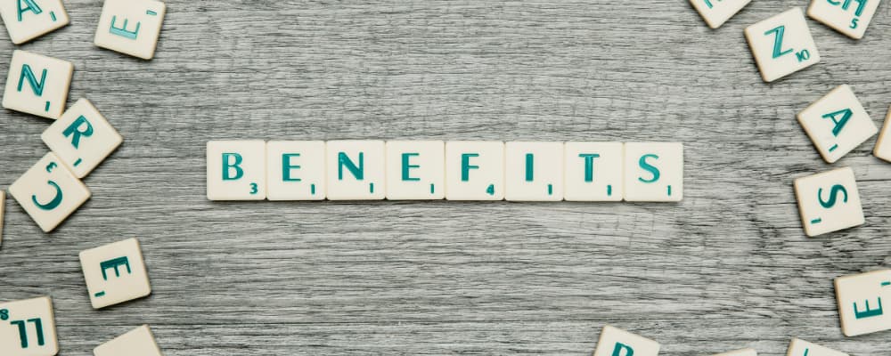 Letters forming the word benefits
